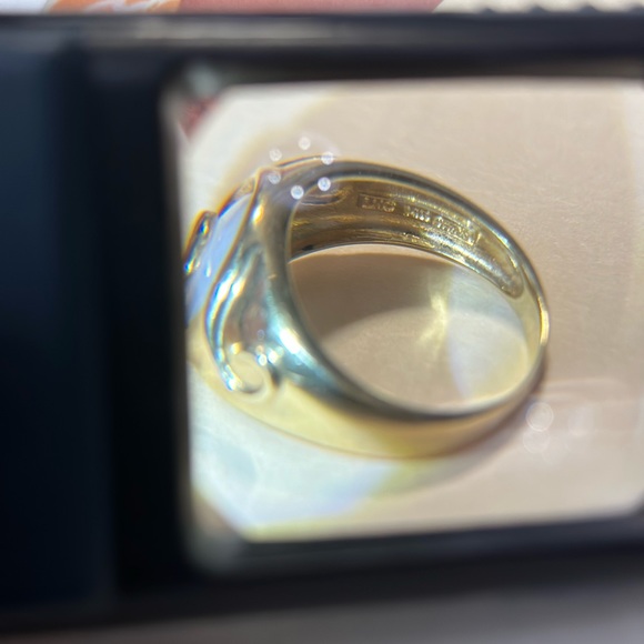 Rare Carribean Opal 14K Yellow Italian Gold Stamped Ring with Swirl - Picture 14 of 15